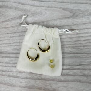 Leekoo Gold-tone Open Hoop Crescent Earrings Custom Jewelry Polished with Pouch